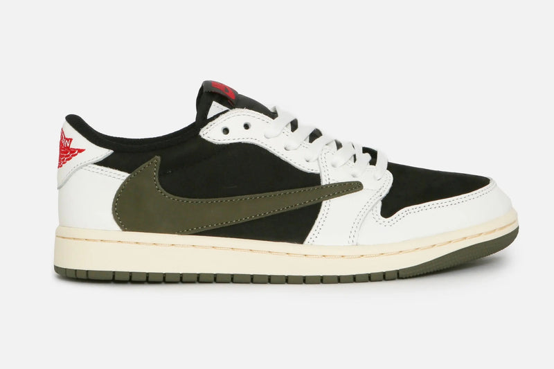 WMNS Air Jordan 1 Low x Travis Scott (Sail/University Red-Black-Medium Olive) - Patta
