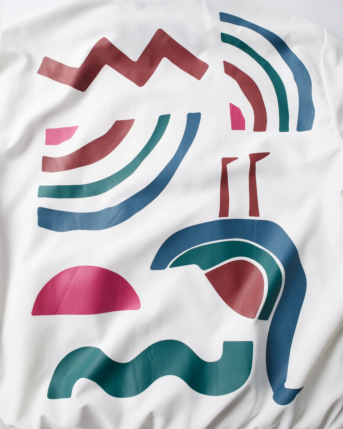 Close-up of abstract multicolor graphic print on the white byParra Tennis Maybe? Track Jacket.
