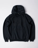 Black ByParra Connected Guy hooded sweatshirt featuring tonal embroidered figures across the chest.