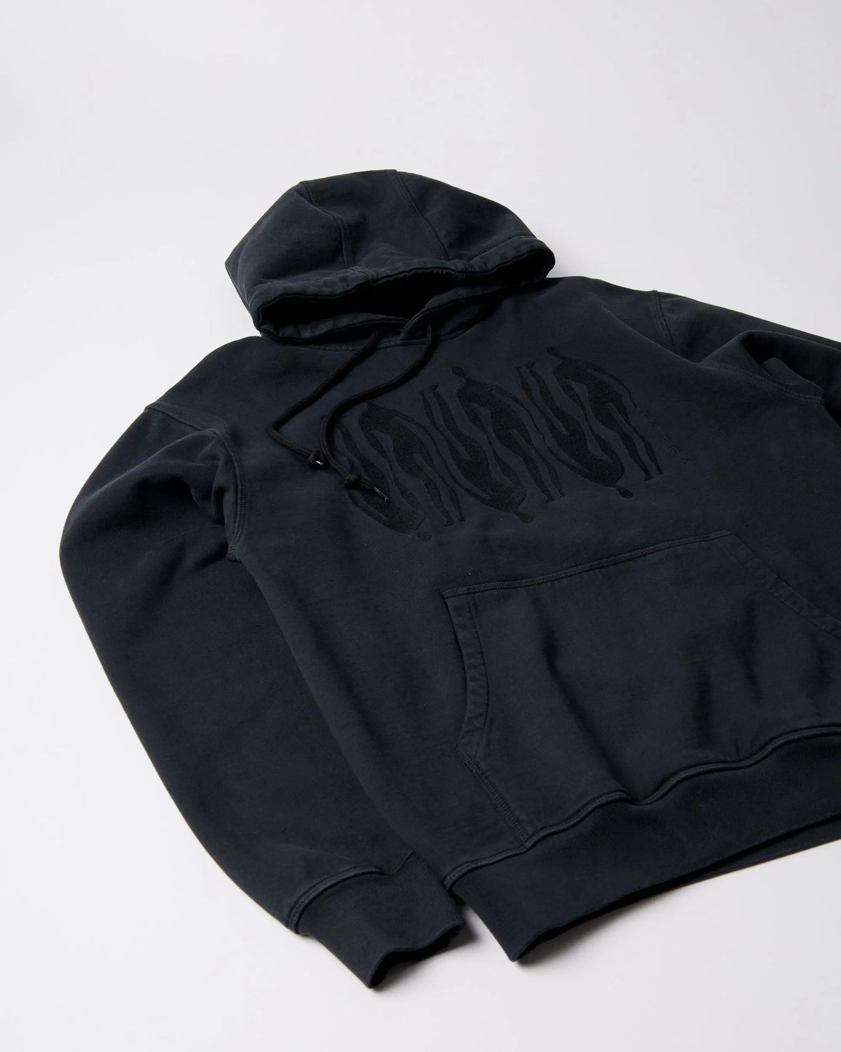 Black ByParra Connected Guy hooded sweatshirt featuring tonal chest embroidery and a kangaroo pocket.