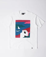By Parra No Vacation t-shirt in white with a colorful coastal graphic print on the front.