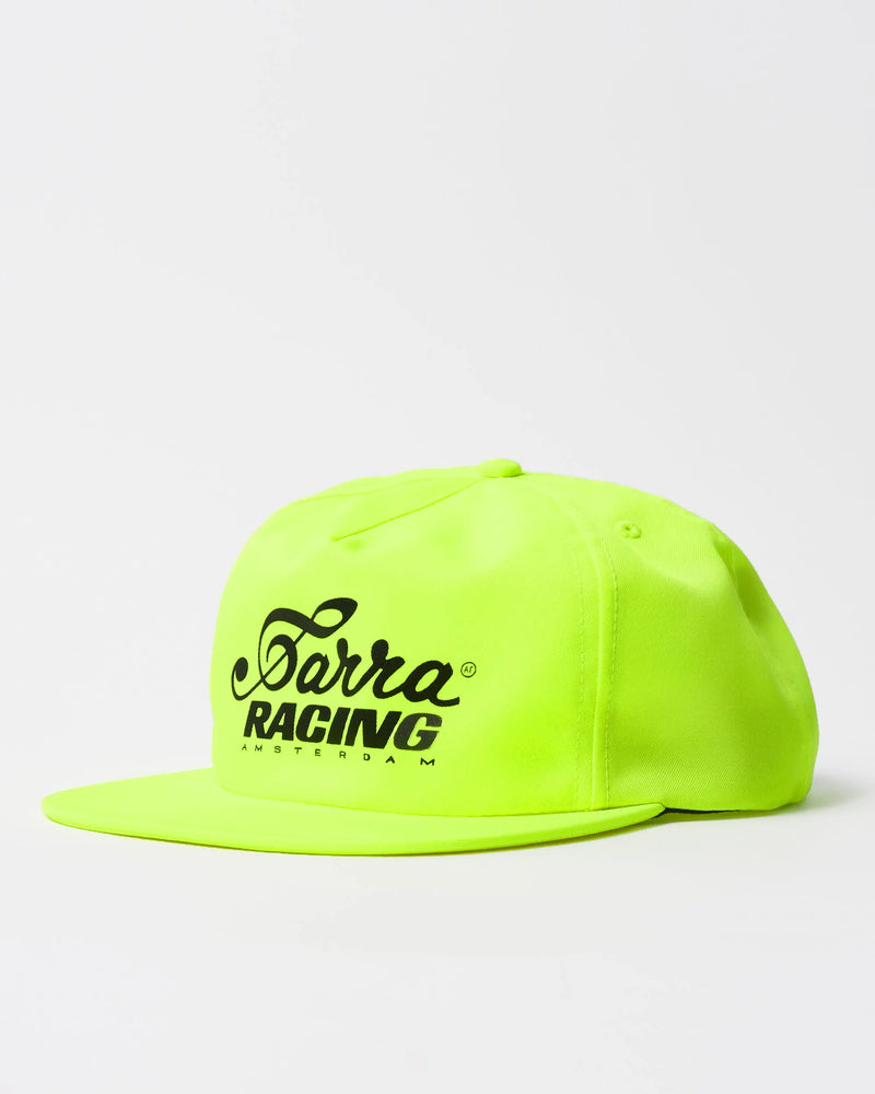 By Parra Racing 5-panel hat in neon yellow featuring black front logo script.