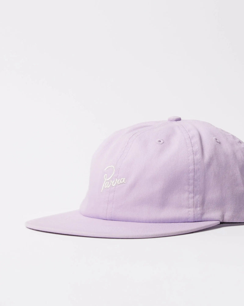 By Parra Signature 6-panel cap in light purple cotton with embroidered cursive logo.