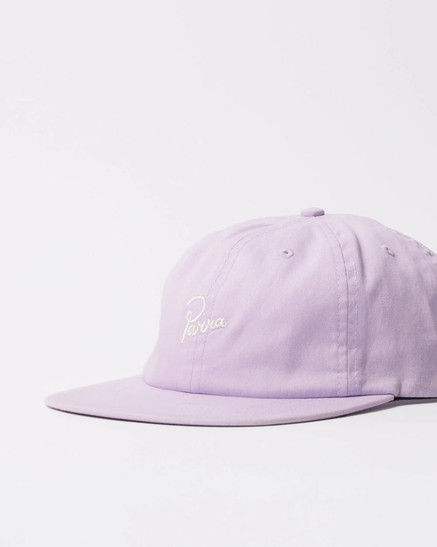 By Parra Signature 6-panel cap in light purple cotton with embroidered cursive logo.
