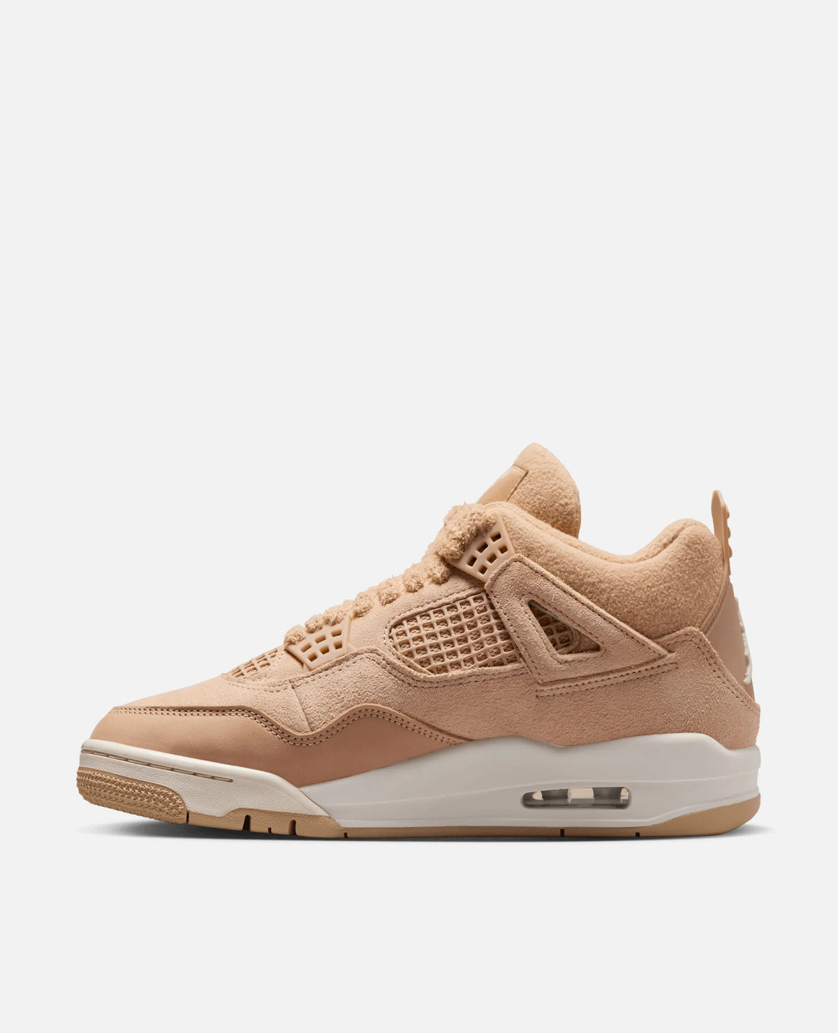 Nike WMNS Air Jordan 4 Retro Tex in Hemp and Light Orewood Brown, side profile view.