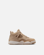 Nike Air Jordan 4 Retro Tex PS sneaker in Hemp and Light Orewood Brown with fleece lining, side view.