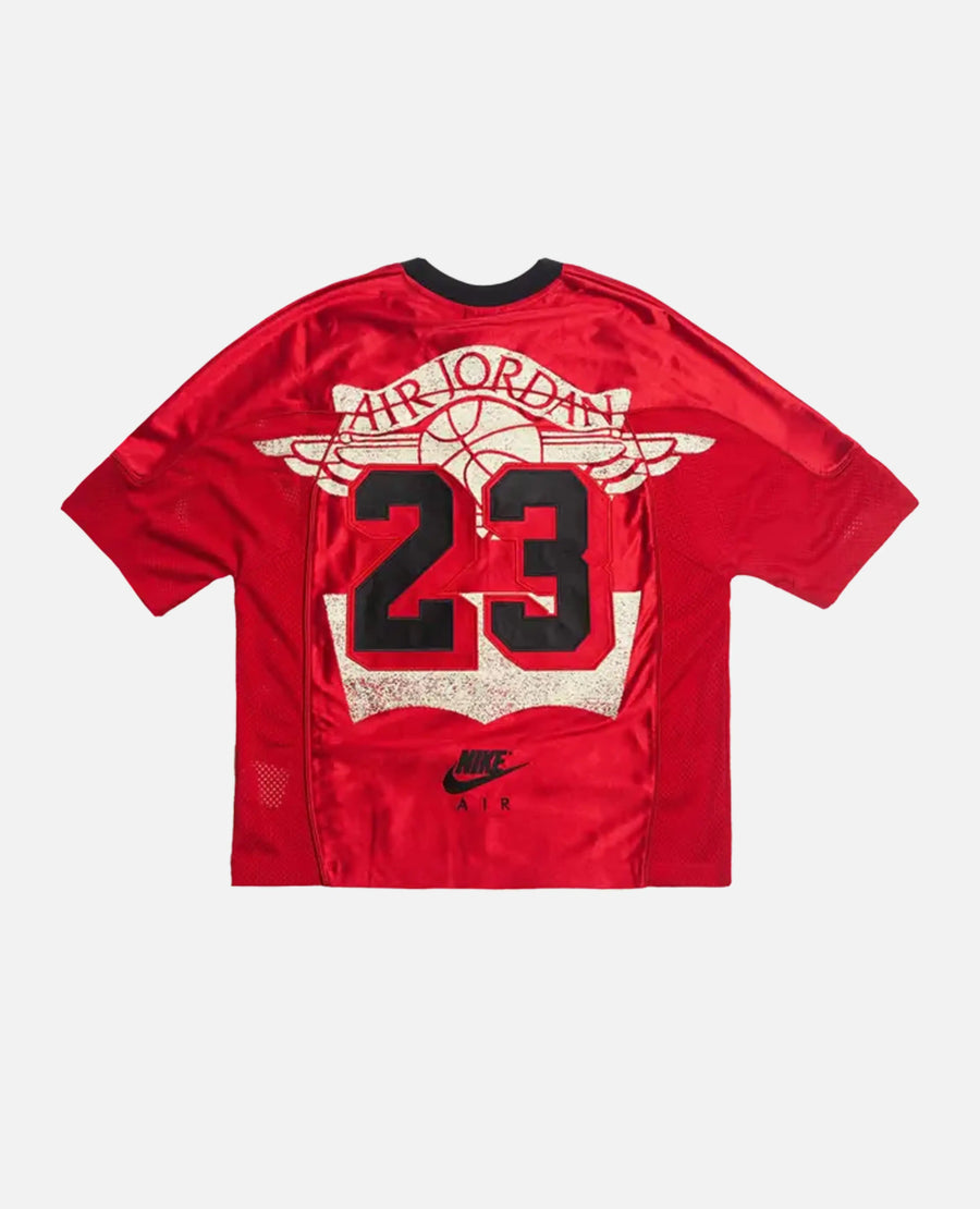 Back view of Jordan x Levi's Gym Red jersey with large Air Jordan wings logo and number 23