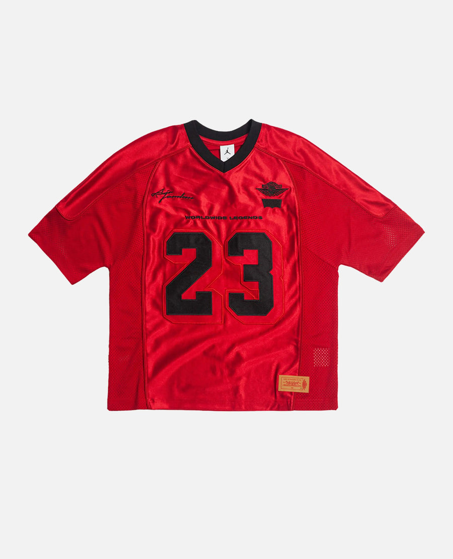 Jordan x Levi's jersey in Gym Red featuring a black number 23 on the front.
