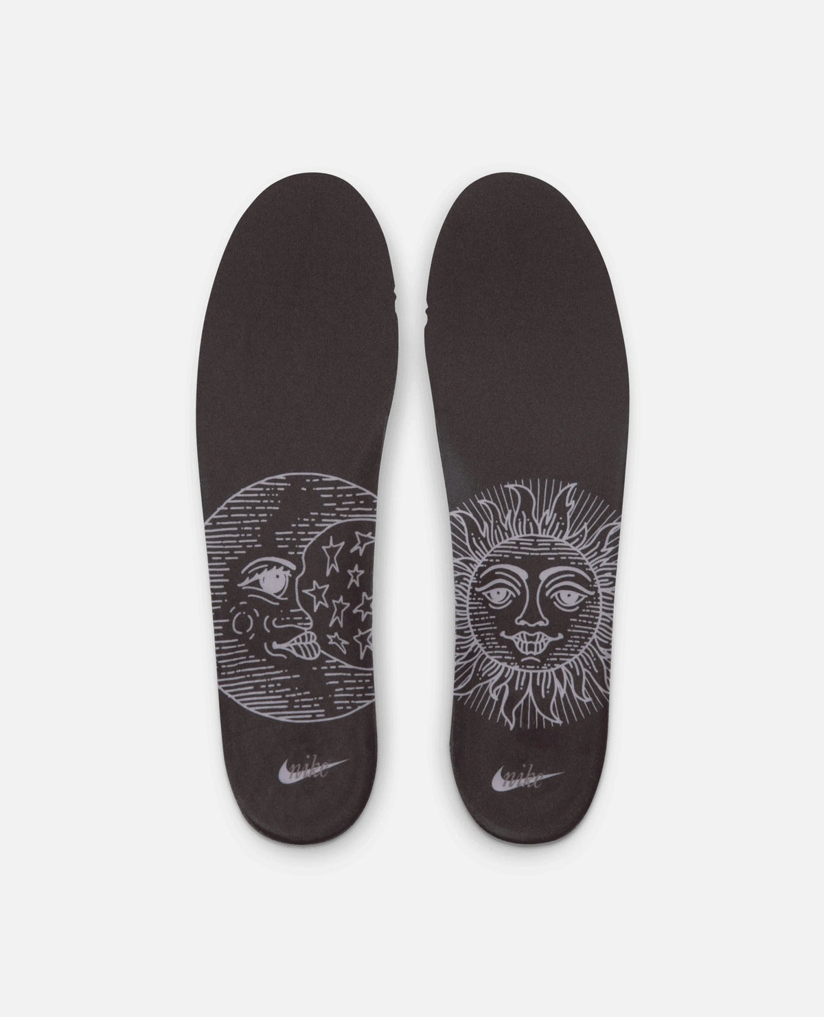 Nike Astrograbber Off Noir insoles featuring celestial sun and moon graphics.