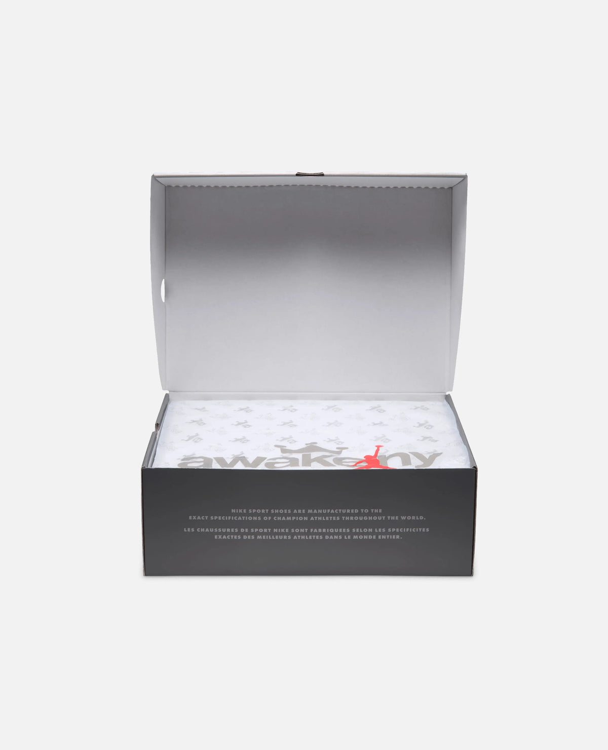Open Air Jordan 6 Retro SP x Awake NY sneaker box with branded tissue paper inside.