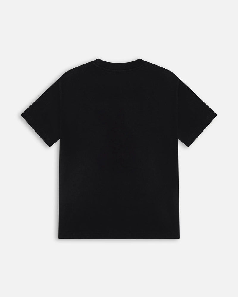 Back view of the Patta Kids Bunny T-Shirt in plain black cotton.