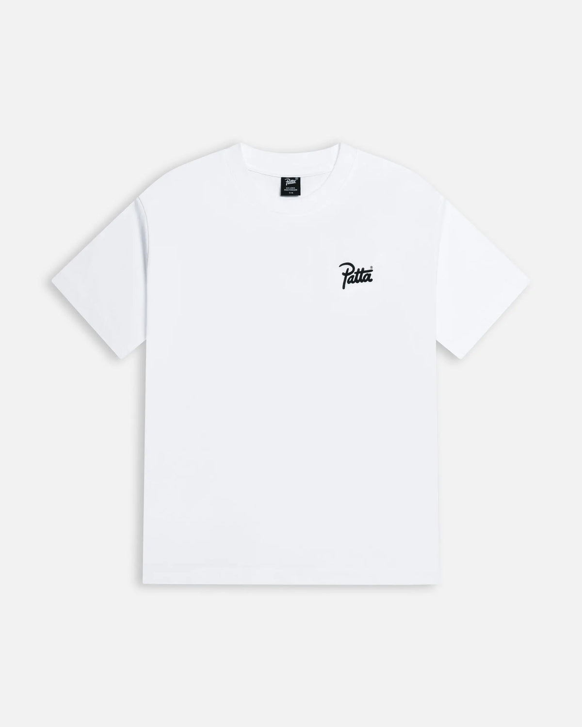 Patta Kids Charm T-Shirt in white cotton jersey featuring a black script logo on the chest.