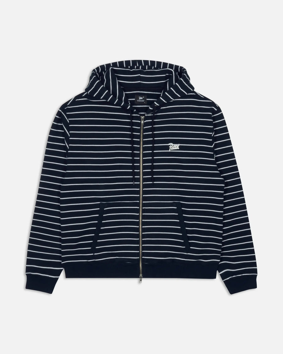 Patta Striped Zip Up Hooded Sweater (Black Iris) Patta