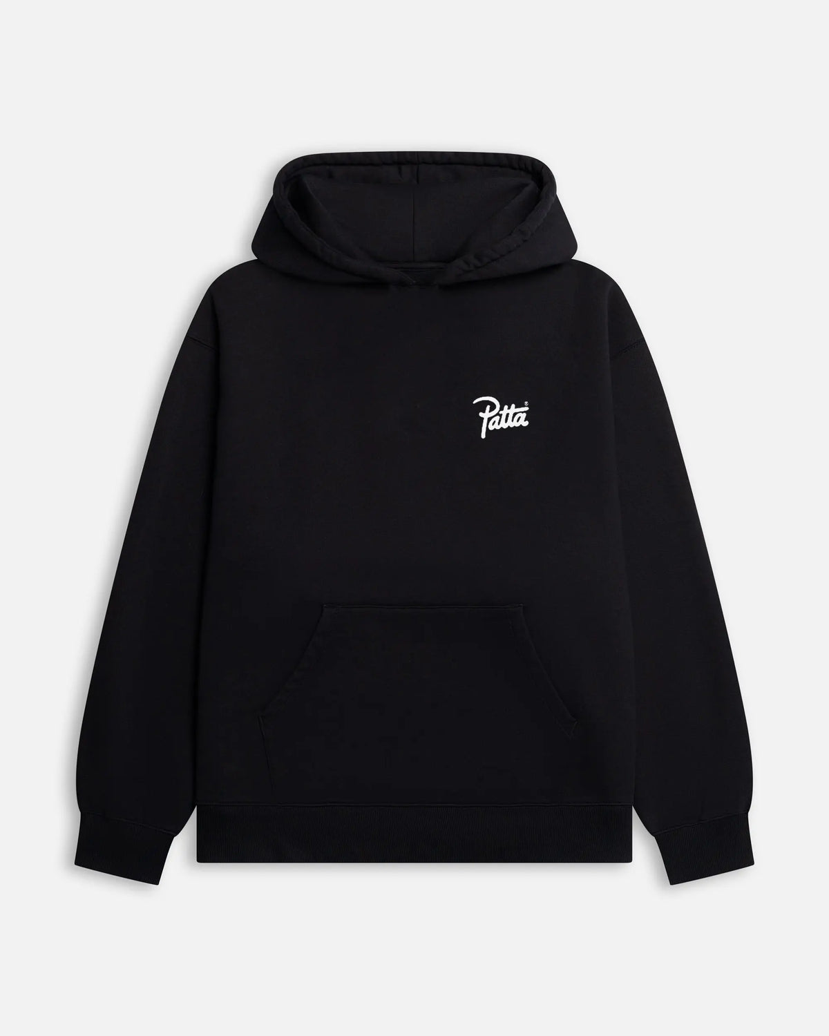 Black Patta Kids Championship Hooded Sweater featuring a white script chest logo and front kangaroo pocket.