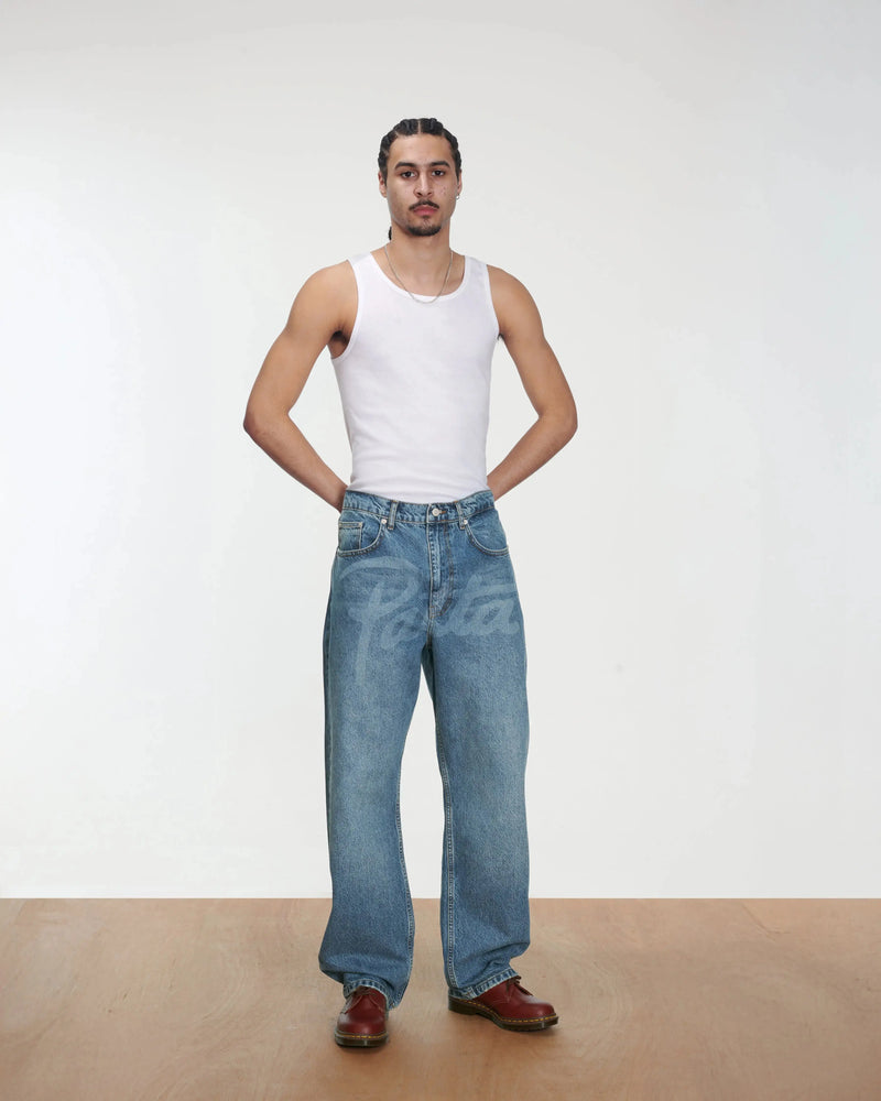 Patta Laserprint Whiskers Denim Pants (Light Blue Denim) Patta