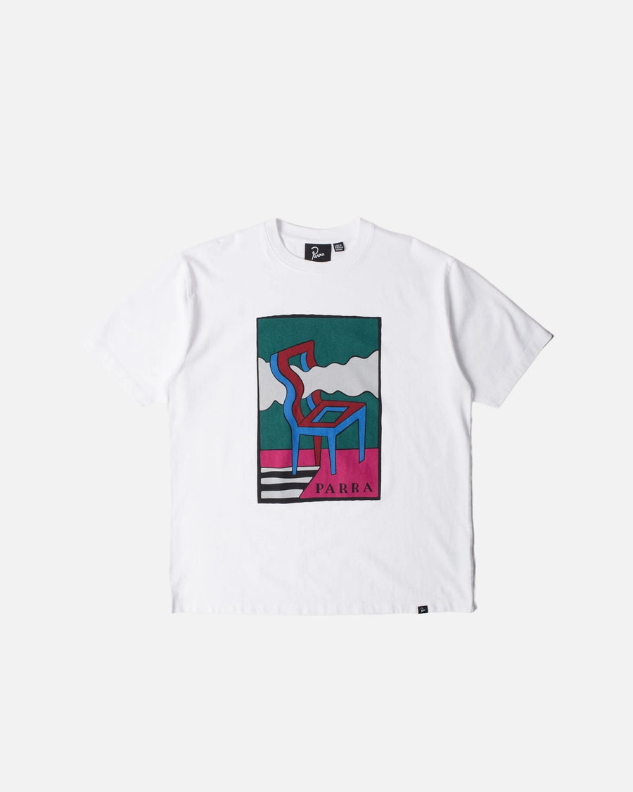 ByParra Smoke Chair T-shirt in white cotton with a colorful graphic print on the front.