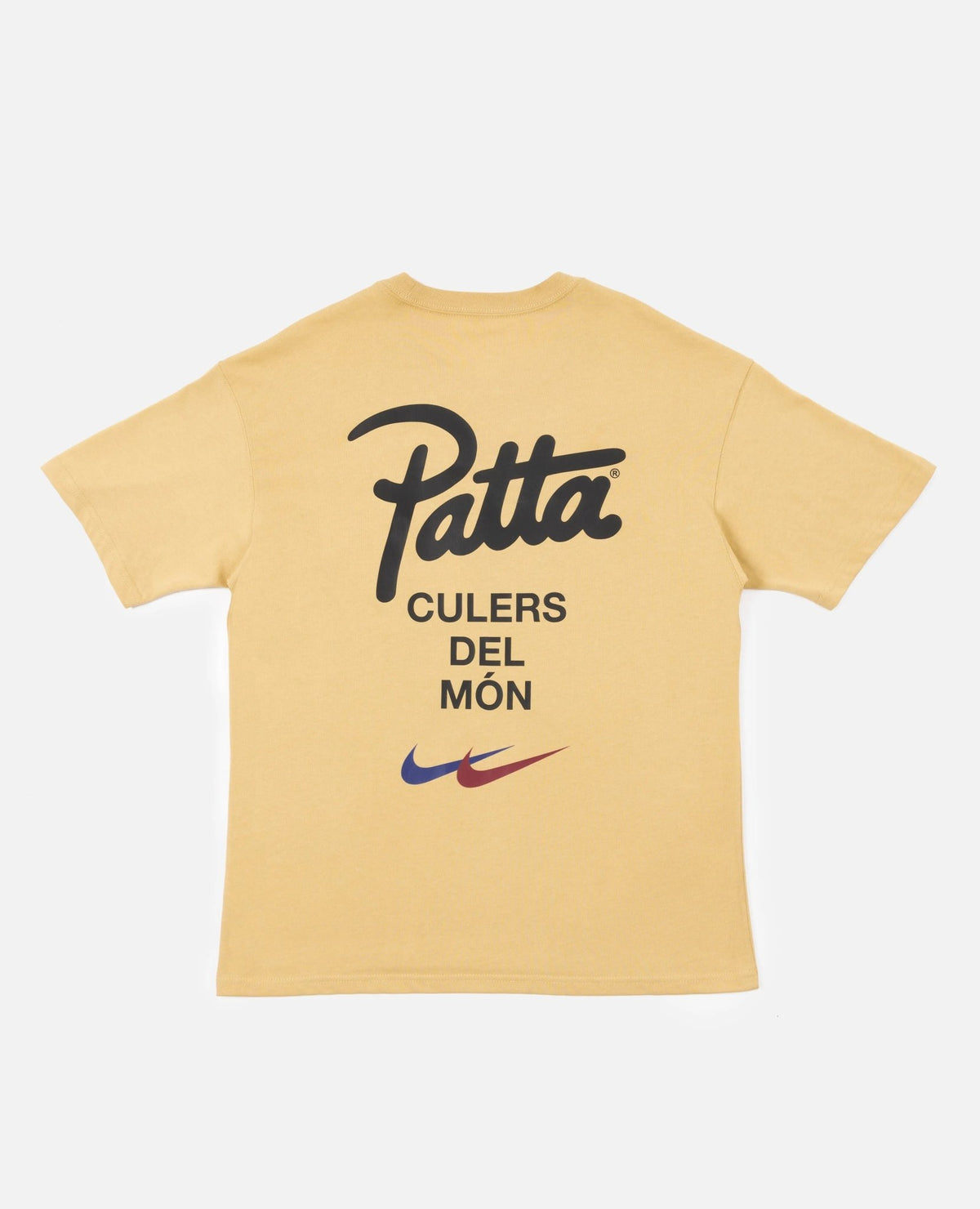 Back view of the sesame beige FCB x Patta Culers del Món T-shirt with graphic prints.