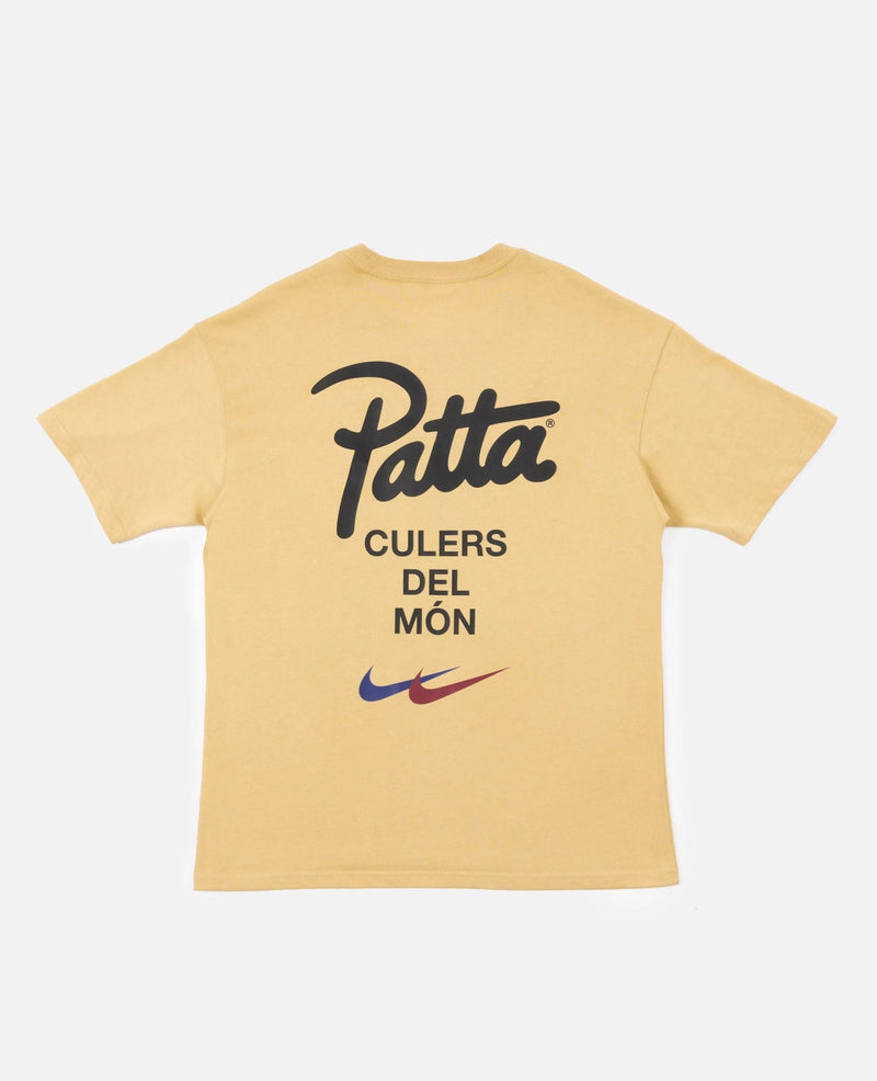 Back view of the sesame beige FCB x Patta Culers del Món T-shirt with graphic prints.
