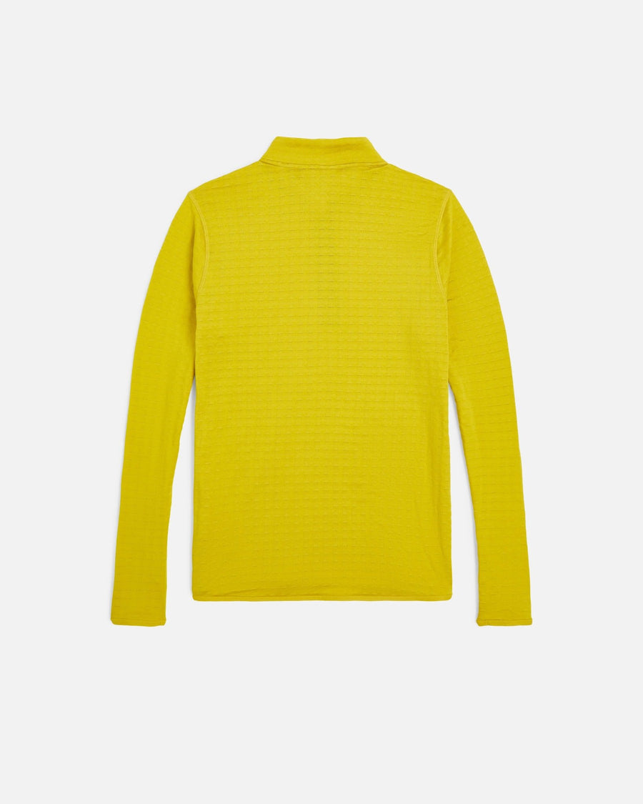 Back view of the Nike x Patta Running Team half-zip longsleeve in saffron quartz yellow.