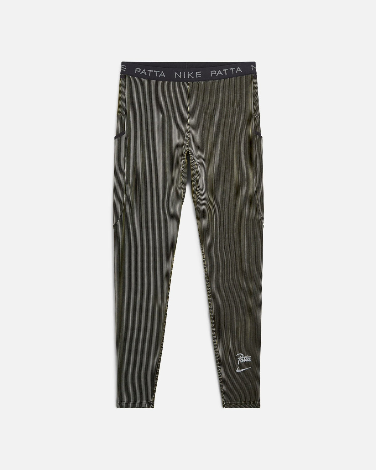 Nike x Patta Running Team leggings in Saffron Quartz and Sanddrift with ribbed texture and branded waist.
