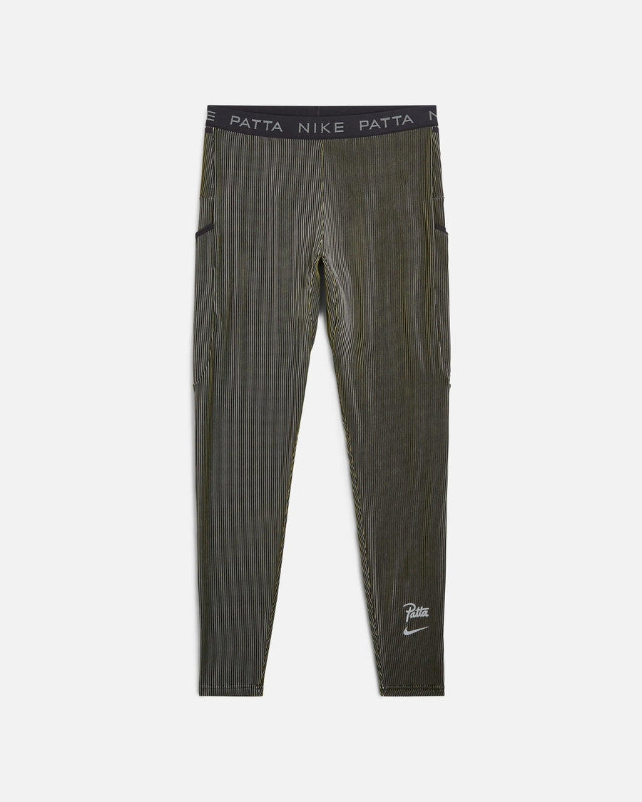 Nike x Patta Running Team leggings in Saffron Quartz and Sanddrift with ribbed texture and branded waist.