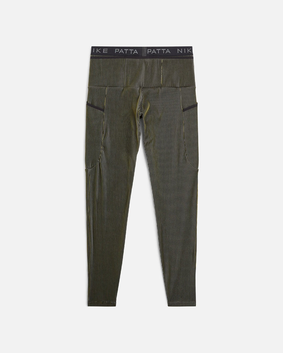 Nike x Patta Running Team leggings in ribbed Saffron Quartz and Sanddrift with a branded waistband.