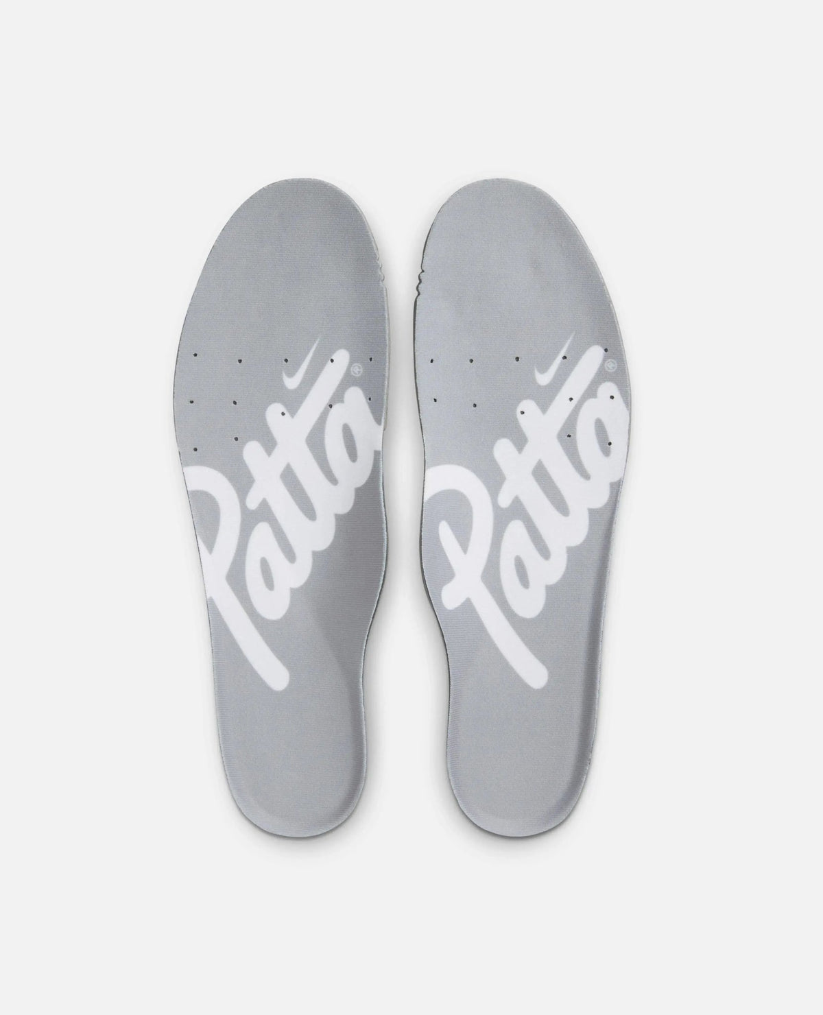 Patta x Nike Air Max 90 SP grey insoles printed with white script logo branding.