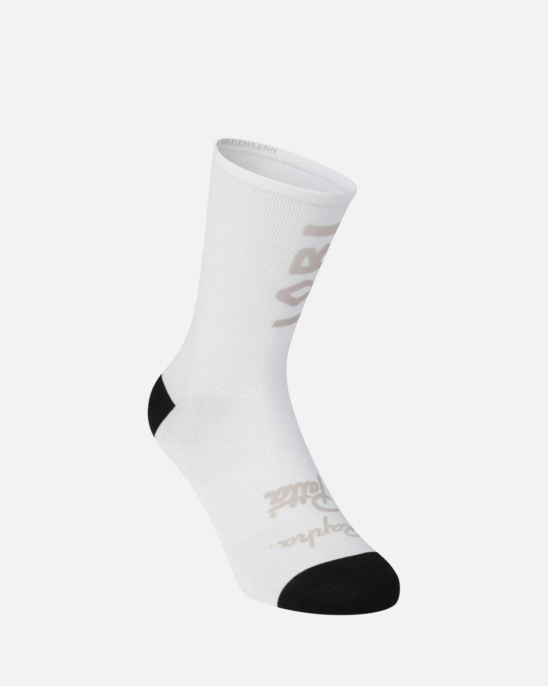 Patta x Rapha Graphic Sock in stone and white with black heel and toe panels.