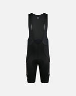 Patta x Rapha Men's Pro Team Cargo Bib Shorts in black and stone mesh, displayed from the front.