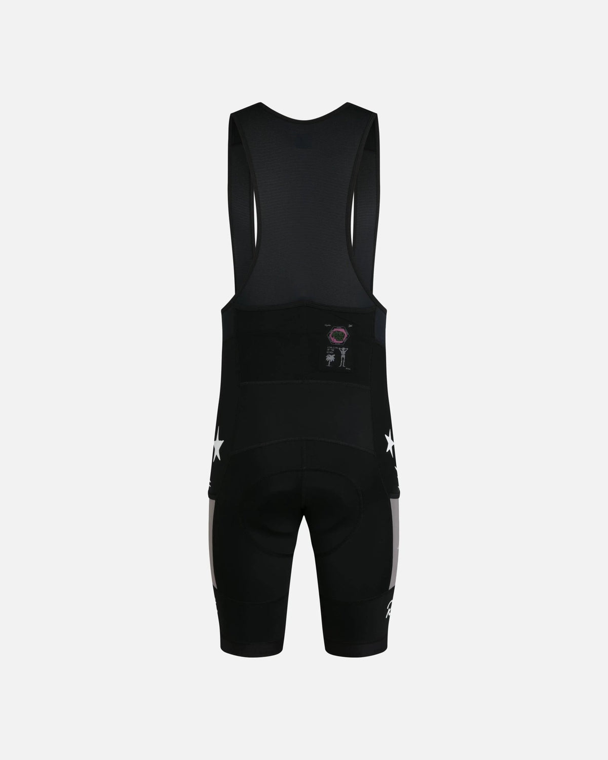 Back view of Patta x Rapha Men's Pro Team Cargo Bib Shorts in black and stone.