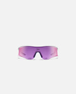 Patta x Rapha Reis cycling sunglasses in white with pink tinted shield lens and Lobi Libi script.
