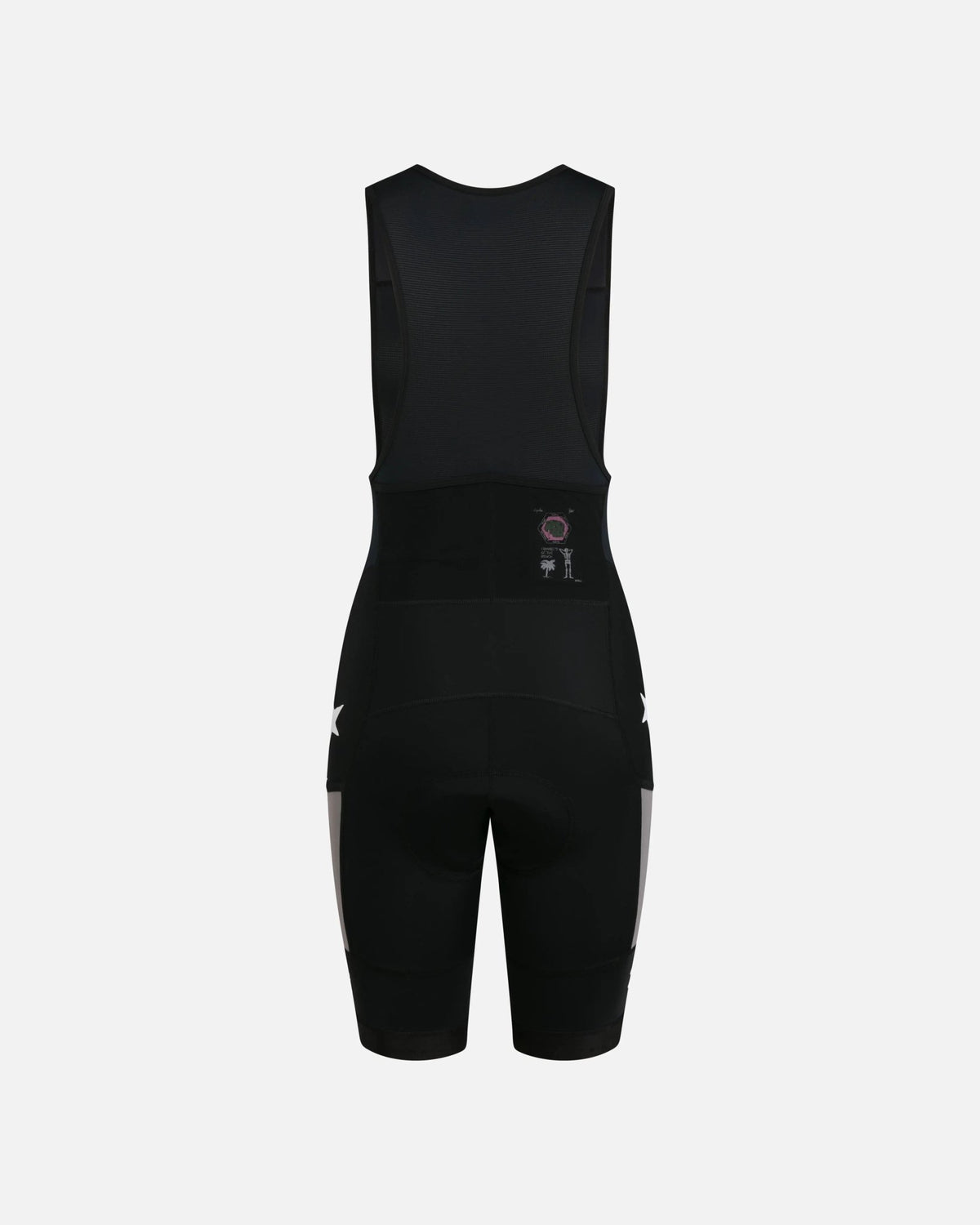 Back view of Patta x Rapha women's Pro Team cargo bib shorts in black and stone.