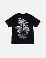 Back view of the black Patta x waf. Homecoming 2025 Kids T-Shirt with eagle and panther graphics.